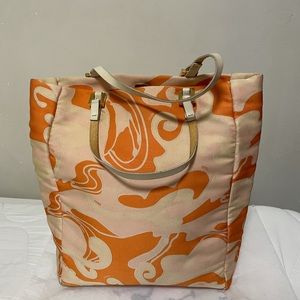 Fendi Vintage Orange Swirl Mini Tote Bag